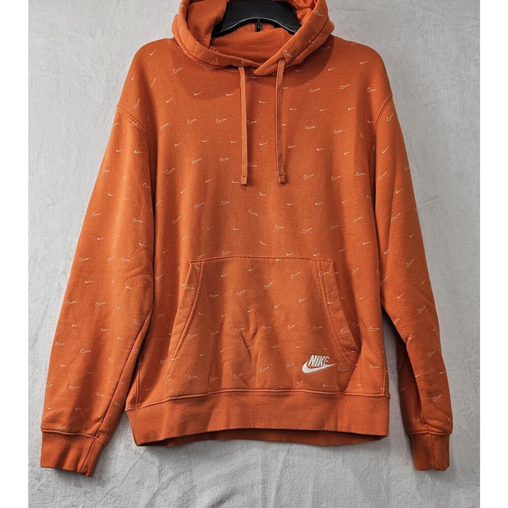Nike Orange Hoodie All Over Print Nike Swoosh Mens Medium